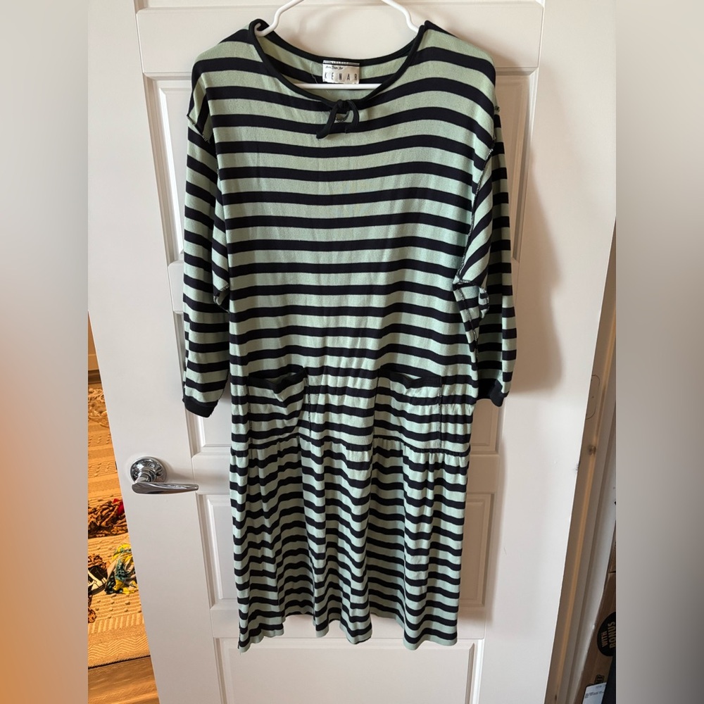 Kenar Green Raglan Long Sleeve Casual Dress